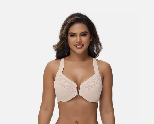 Plus Size Women Bra sheers Gather Comfort Shaping Beauty Back Lace Full Cup C-G