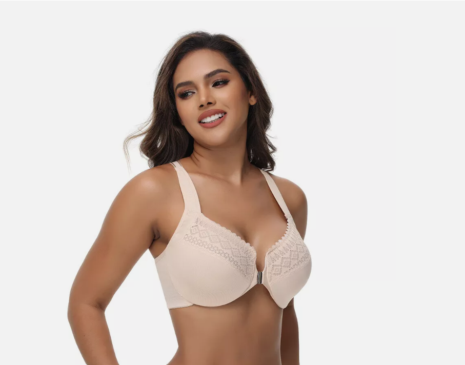 Plus Size Women Bra sheers Gather Comfort Shaping Beauty Back Lace Full Cup C-G